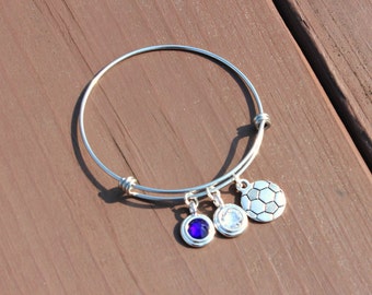 Soccer Adjustable Bangle - Team Colors - Swarovski Crystals - Gifts for Her - Senior night - Back to School - School Sports