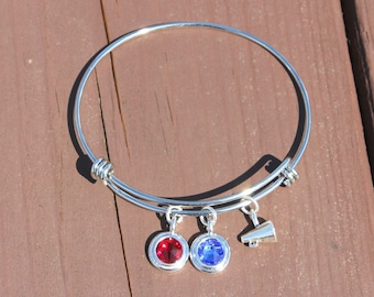 Cheer - Cheerleader Adjustable Bangle - Team Colors - Swarovski Crystals - Gifts for Her - Senior Night - Back to School - School Sport