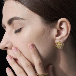 Sunflower Earrings, 18K Gold Plated Earrings, Dainty Flower Earrings, Birthday Gift for Her, Mother’s Day Gift, Gift for Mom