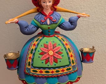 Vtg Dept 56 Twelve Days of Christmas Holiday Ornament Eight Folk Maids A Milking - READ