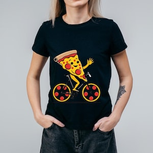 Cute Pizza Slice Cycle T-Shirt Design PNG  |Funny Cartoon Animal T-Shirt PNG | Cute Kids Sublimation Design | Digital Download Clipart craft
