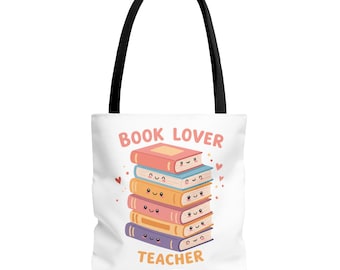 Book Lover Teacher Tote Bag - Library Tote, Reading Teacher Gift, Custom Personalized Eco Canvas Bookworm Bag, Just One More Chapter Design
