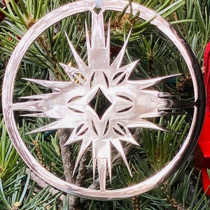 Star of Bethlehem Christmas Tree Ornament, Polished Nickel