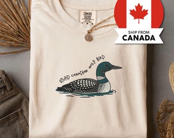 Stupid Canadian Wolf Bird Shirt, Funny Loon Sweatshirt for Hockey Fans, LGBT Gift, Game Day T-Shirt, Hockey Romance Merch