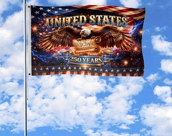 United States 250th Anniversary Flag, 250 Years of Freedom Flag, USA Independence Day Decor, Fourth of July Gift, 1776-2026 Banner
