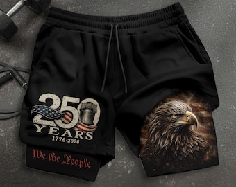 Calções de ginástica masculinos comemorativos dos 250 anos, calções desportivos com a bandeira americana, calções com águia, símbolo patriótico dos EUA, presente para o Dia da Independência, roupa ideal para treinar.