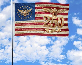 United States 250th Anniversary Luxury Flag, 250 Years of Freedom Flag, USA Independence Day Decor, Fourth of July Gift, 1776-2026 Banner
