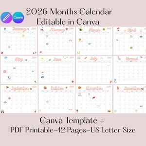 Editable 2026 Teacher Calendar Template - Canva - Printable School Newsletter Planner - Monthly Layout for Educators