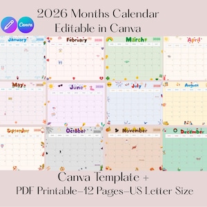 Editable 2026 Teacher Calendar Template - Canva - Printable School Newsletter Planner - Monthly Layout for Educators