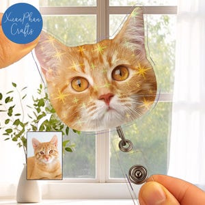 Custom Pet Hologram Portrait Badge Reel – Personalized Photo ID Holder for Nurse, Vet, Doctor, Teacher, Gift for Dog & Cat Lovers