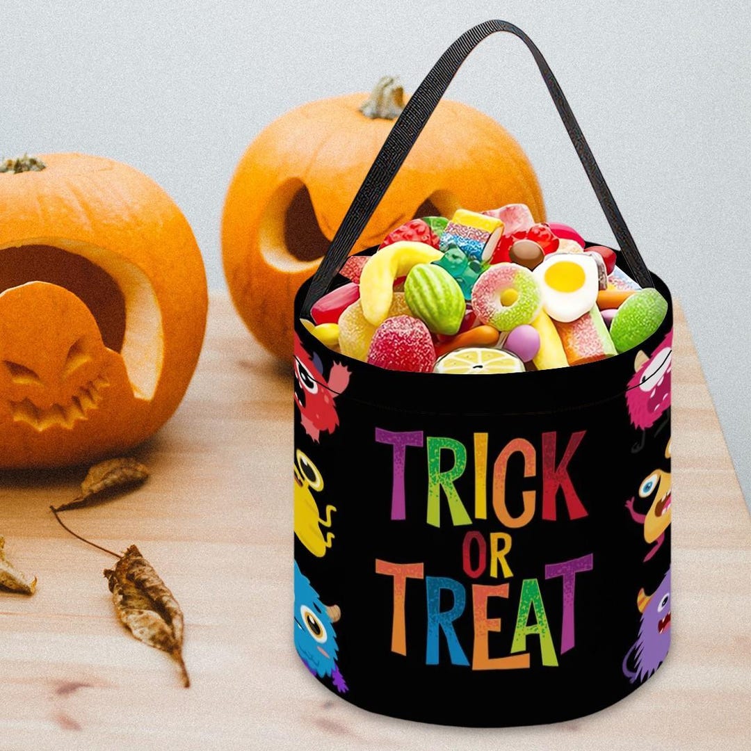 Halloween Trick or Treat Candy Bag: Kids Polyester Bucket - Etsy