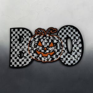 Halloween chenille patches | Boo pompoen, spook applicatie (pailletten)