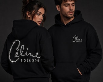 Sweatshirt Céline Dion noir glitter – Sweat femme homme – Cadeau fan – Concert Paris 2026