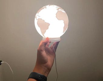 Earth Globe Lamp: White PLA Filament, USB Powered