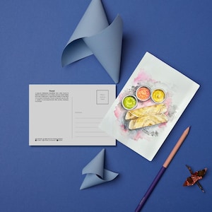 Druckbare digitale Postkarte: Malaysische Küche - Thosai