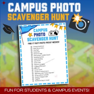 Campus Scavenger Hunt Game | Printable Photo Challenge for College ...