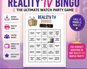 Jogo de Bingo de Reality Show | Atividade para Festa (Download Instantâneo)