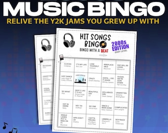 2000s Music Bingo Game: Printable Throwback Party Game with Spotify Playlist | PDF Download