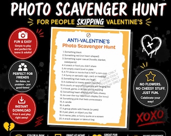 Caça ao Tesouro Fotográfica Anti-Dia dos Namorados | Jogo para Imprimir para Adolescentes e Adultos (Download em PDF)