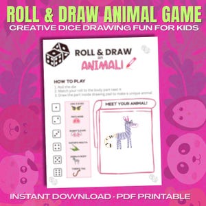 Roll & Draw Animal Game: Creative Dice Activity for Kids | Printable Drawing Worksheet (PDF Download)