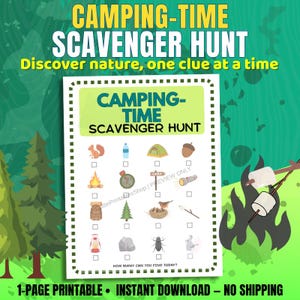 Camping Scavenger Hunt for Kids: Printable Nature Adventure Game for Summer Campouts & Outdoor Fun