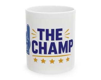 The Champ Mug | Funny Game Night Winner Coffee Mug | #1 Foam Finger Gift | Champion Cup