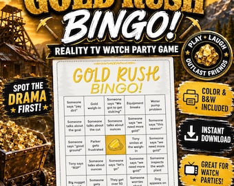 Jogo de Bingo Gold Rush | Atividade para assistir a reality shows em grupo (Download instantâneo)
