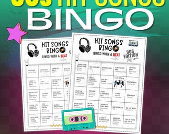90s Music Bingo Game: Printable Throwback Party Game with Spotify Playlist | PDF Download