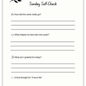Sunday Self-Check with leaf graphic
