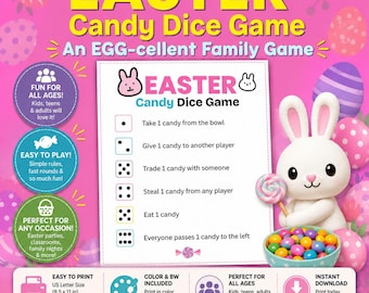Jogo de Dados com Doces de Páscoa | Atividade para Festa em Família (Download Instantâneo)