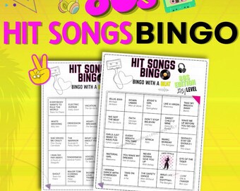 80s Music Bingo Game: Printable Party Game with Playlist (PDF Download