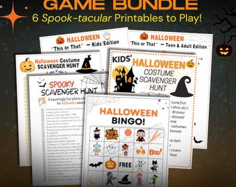Giochi per feste di Halloween: Bingo stampabile, caccia al tesoro (download digitale)