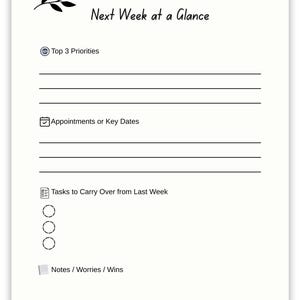 Next Week at a Glance with leaf graphic