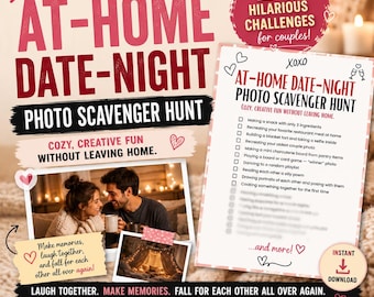 Date Night Photo Scavenger Hunt – At Home Romantic Couples Game | Printable PDF