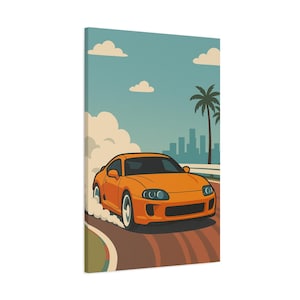 Impresión en lienzo de Toyota Supra: arte mural retro de automóviles de los 90