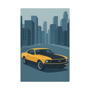 Retro mustang Leinwanddruck: Urban Landschaft Auto Enthusiast Art