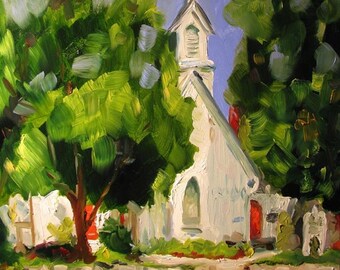 Painting, Print, or Note cards with envelopes from my original oil painting "Grace Episcopal Church" in Spring Hill, Tennessee