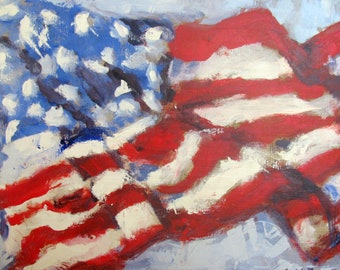 Painting, Print, or Note cards with envelopes from my original painting "Old Glory" of the American Flag