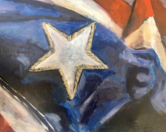 Painting, Print, or Notecards with envelopes from my original painting "Forever in Peace May You Wave"-American Flag