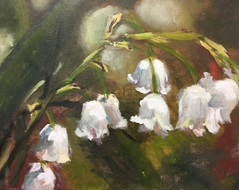 Painting, Print, or Notecards with envelopes from my original painting "Lily of the Valley" flowers in my spring garden