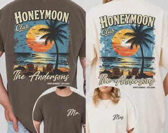 Comfort Colors® Honeymoon Club Shirt, Custom Mr And Mrs Shirts, Newlywed Wedding Shirt, Just Married Shirt, Wife And Husband Shirt