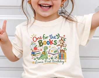 Personalized First Birthday Shirt, One Year Old Book Theme Tee, Custom Name Kids Birthday Shirt, Reading Birthday Gift