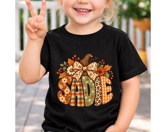 Personalized Fall Name Shirt, Custom Pumpkin Name Tee, Autumn Kids Shirt, Matching Family Fall Shirt, Thanksgiving Outfit, Custom Name Gift