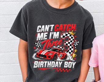 Personalized Birthday Racing Shirt, Custom Name Age Race Car Tee, Third Birthday Boy Shirt, Racing Birthday Party Gift