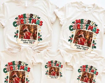 Personalized Christmas Photo Shirt, Custom Family Picture Tee, Matching Holiday Shirts, Christmas Memory Gift, Baby Bodysuit