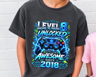 Personalized Gamer Birthday Shirt, Level Up Birthday Boy Shirt, Custom Video Game Tee, Gaming Party Gift, Gamer Gift for Kids