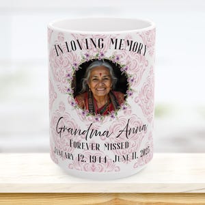Personalized Memorial Photo Mug, Loss of Loved One Gift, Custom Picture Mug with Name and Dates, Remembrance Coffee Cup, Bereavement Gift