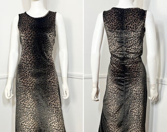 Medium 1990s Vintage Animal Print Velour Midi Dress by Sense