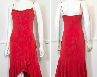 Medium Y2K Vintage Red Glitter Prom Dress by City Triangles