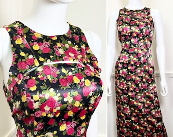 Mellanstorlek 8 Y2K Vintage blommig utskuren midiklänning från Adriana Papell